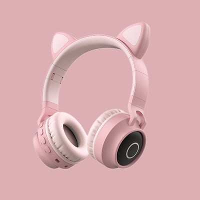 Wireless Bluetooth Cat Ear Headphones with LED Light and Microphone