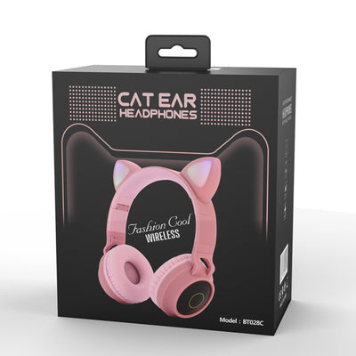 Wireless Bluetooth Cat Ear Headphones with LED Light and Microphone