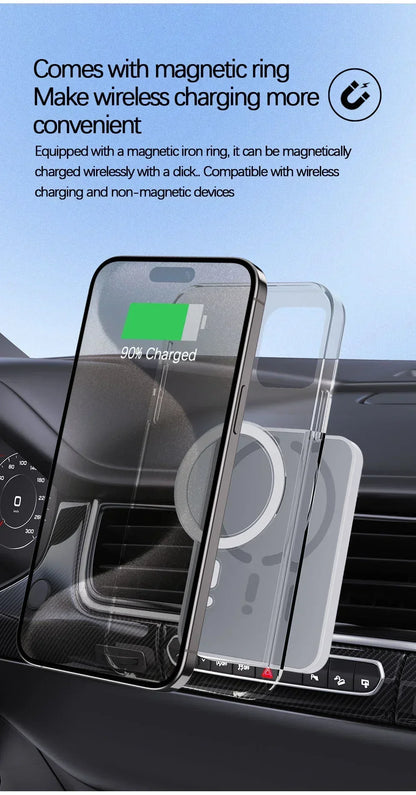 Magnetic Wireless Car Charger Air Vent Clip Phone Holder For Magsafe iPhone 17 16 15 14 13 12 Pro Max Fast Car Charging Stand