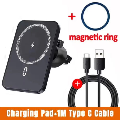 Magnetic Wireless Car Charger Air Vent Clip Phone Holder For Magsafe iPhone 17 16 15 14 13 12 Pro Max Fast Car Charging Stand