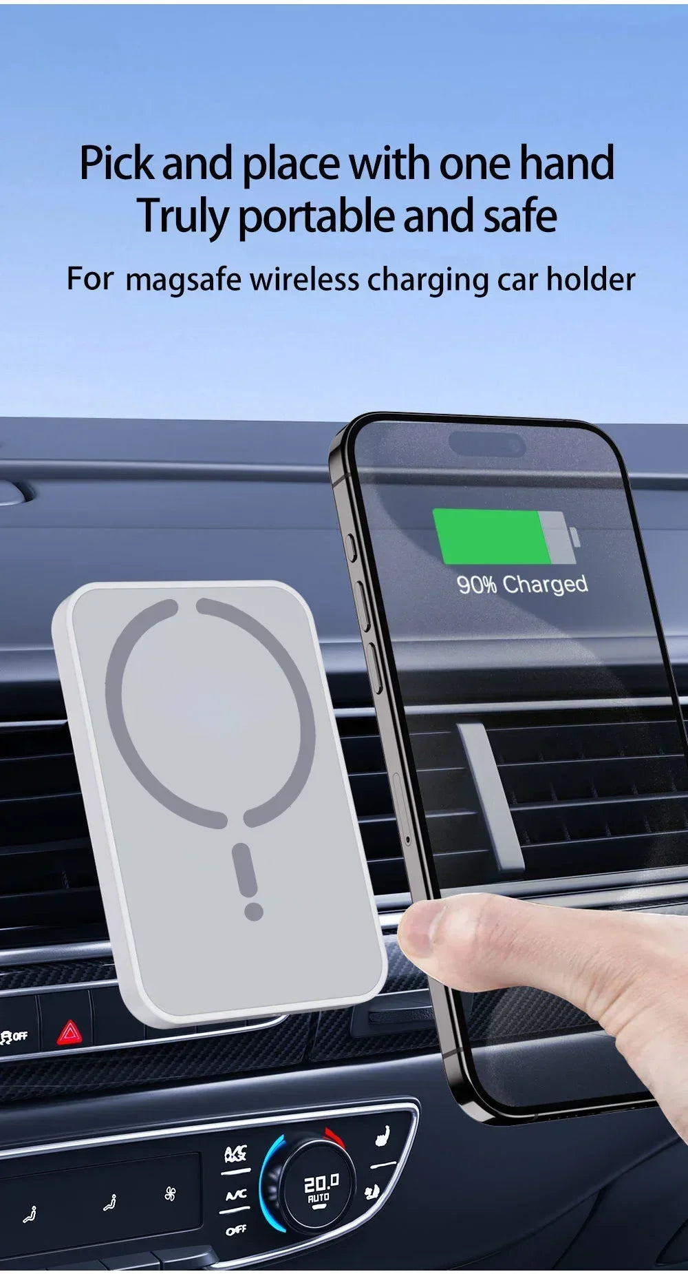 Magnetic Wireless Car Charger Air Vent Clip Phone Holder For Magsafe iPhone 17 16 15 14 13 12 Pro Max Fast Car Charging Stand