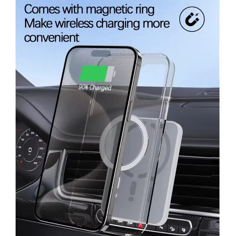 Magnetic Wireless Car Charger Air Vent Clip Phone Holder For Magsafe iPhone 17 16 15 14 13 12 Pro Max Fast Car Charging Stand