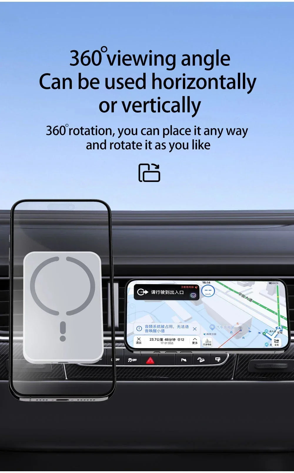 Magnetic Wireless Car Charger Air Vent Clip Phone Holder For Magsafe iPhone 17 16 15 14 13 12 Pro Max Fast Car Charging Stand