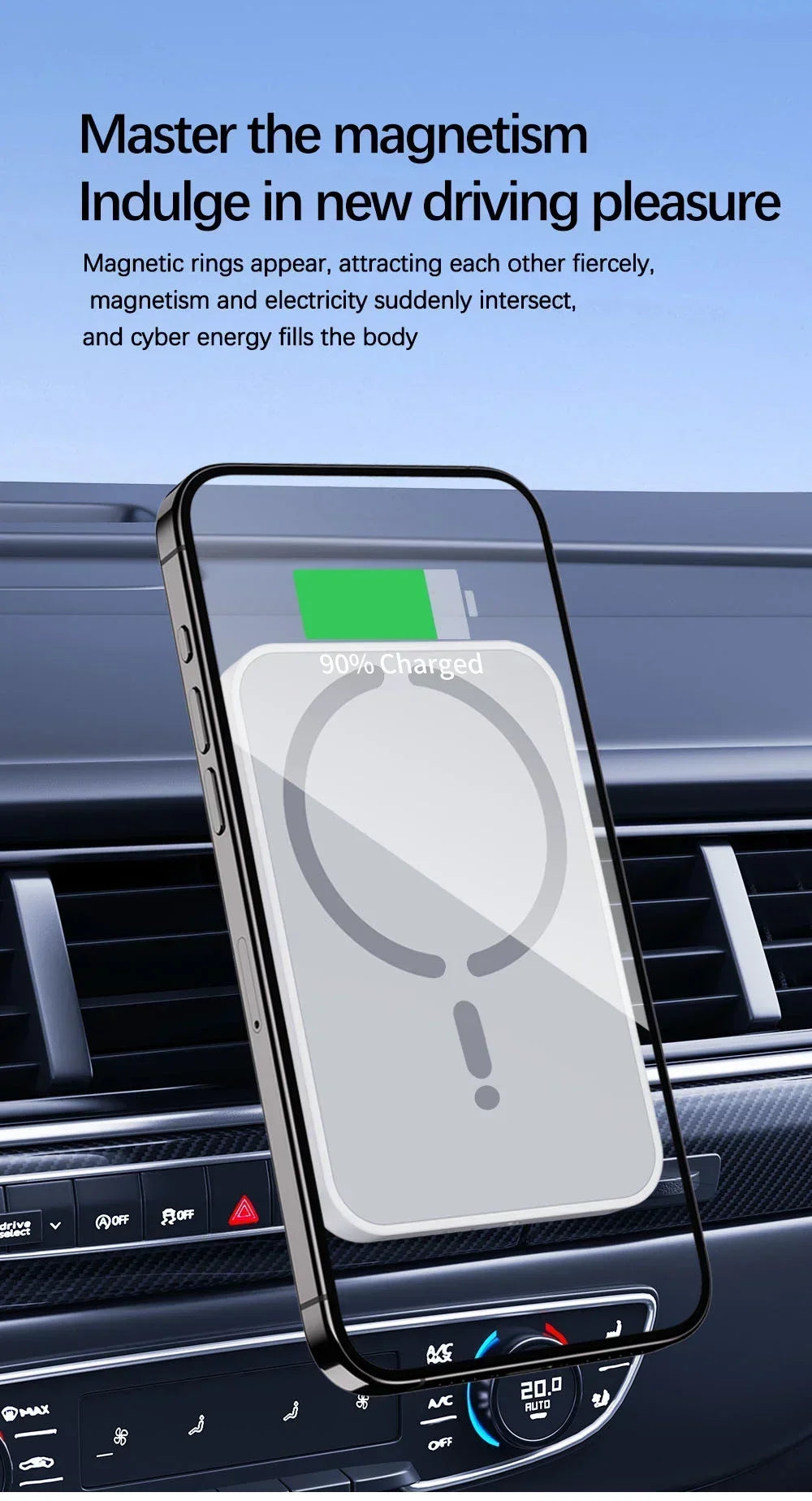 Magnetic Wireless Car Charger Air Vent Clip Phone Holder For Magsafe iPhone 17 16 15 14 13 12 Pro Max Fast Car Charging Stand