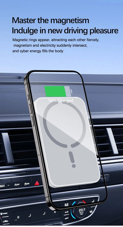 Magnetic Wireless Car Charger Air Vent Clip Phone Holder For Magsafe iPhone 17 16 15 14 13 12 Pro Max Fast Car Charging Stand