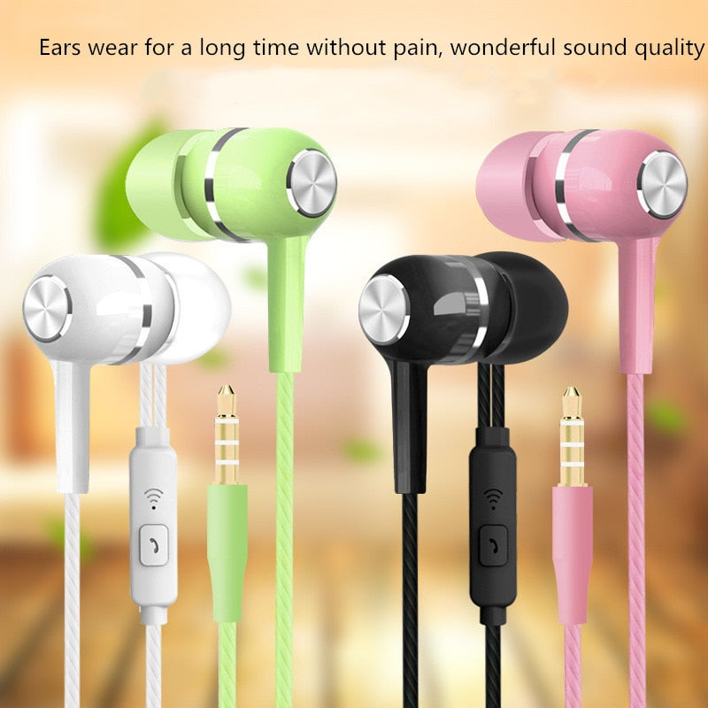 Wired Super Bass 3.5mm Colorful Earbuds with Microphone